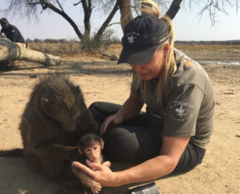 Namibie Wildlife Research and Rehab Savannah met aapjes