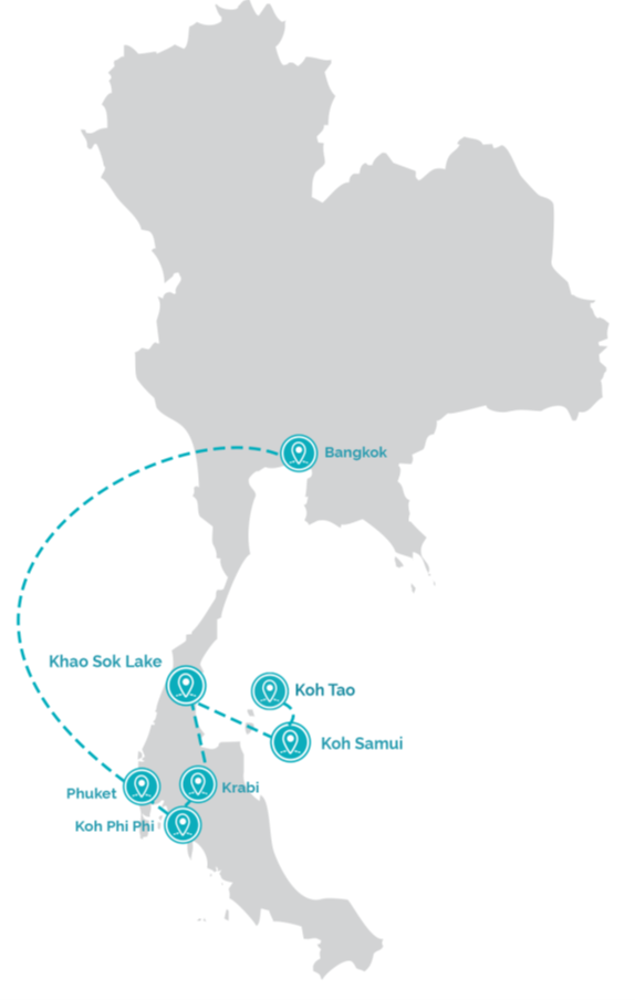 voorbeeld route ultimite thailand island hopper reis van bangkok naar eilanden